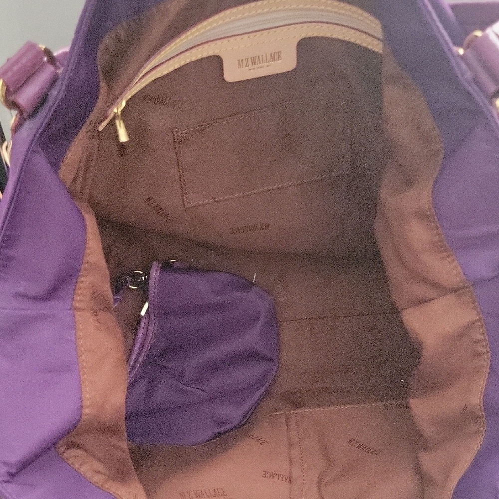 MZ Wallace Purple Gathered Pocket Shoulder Bag with Gold Hardware - Picture 5 of 9